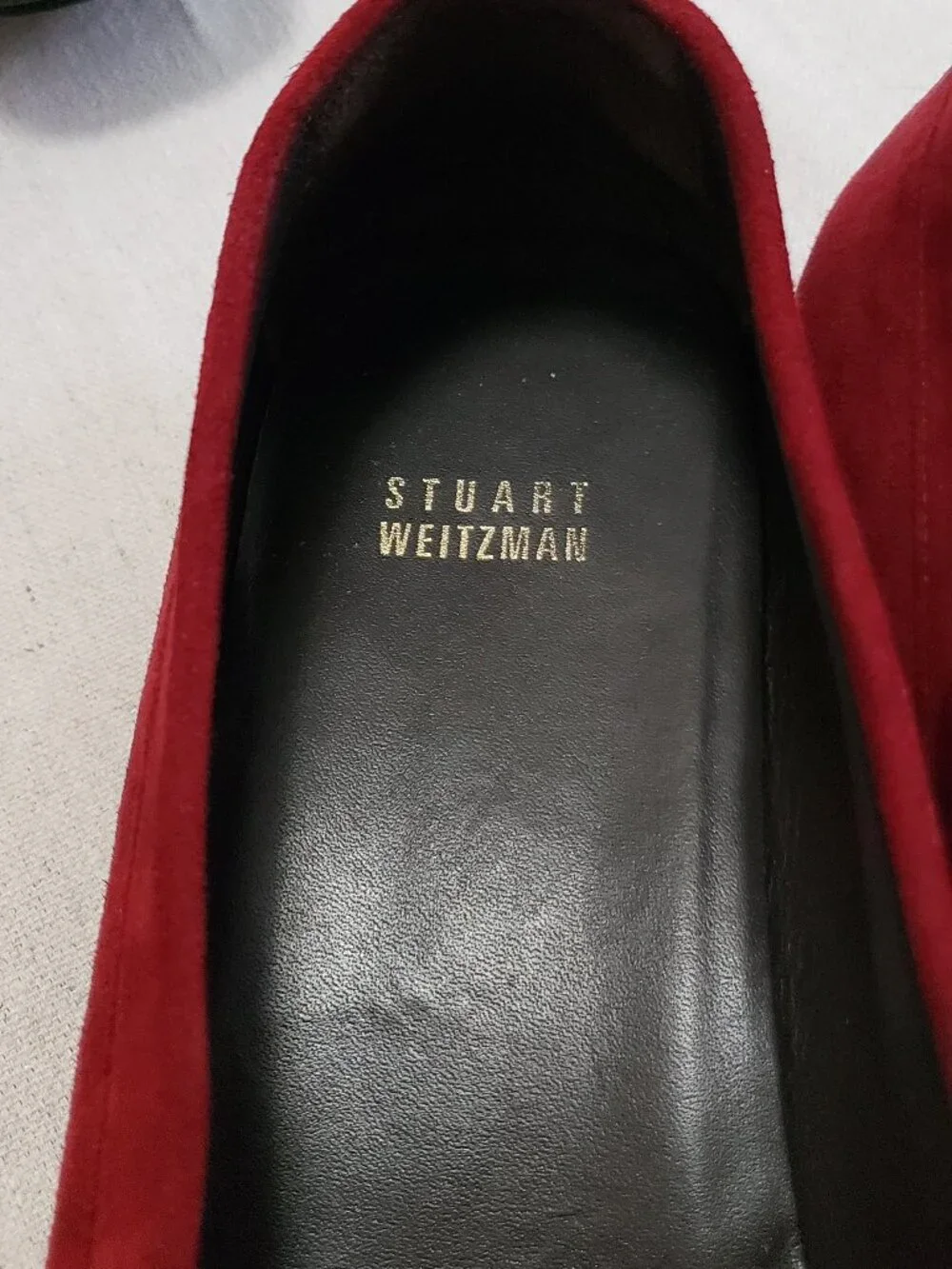 Stuart Weitzman Women Size 12M Burgundy Suede Crystal Embellished Slides Loafers